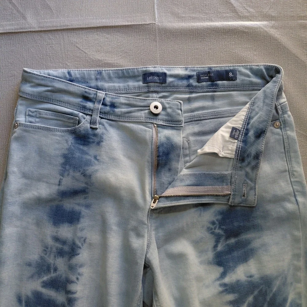 J. Jill Denim High Rise Cropped Tie Dye‎ Capri Jeans 8P Mid Rise Rolled Cuff